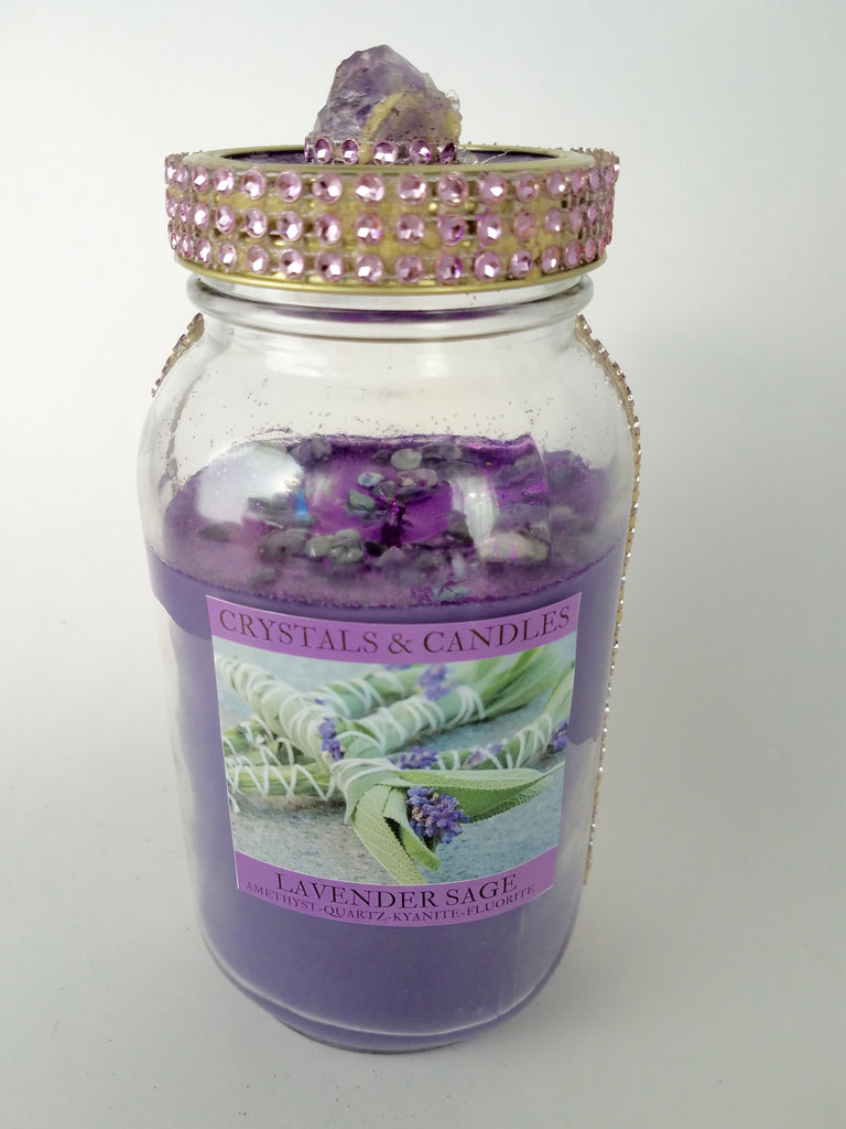 Lavender Sage Premium  Crystal Candles
